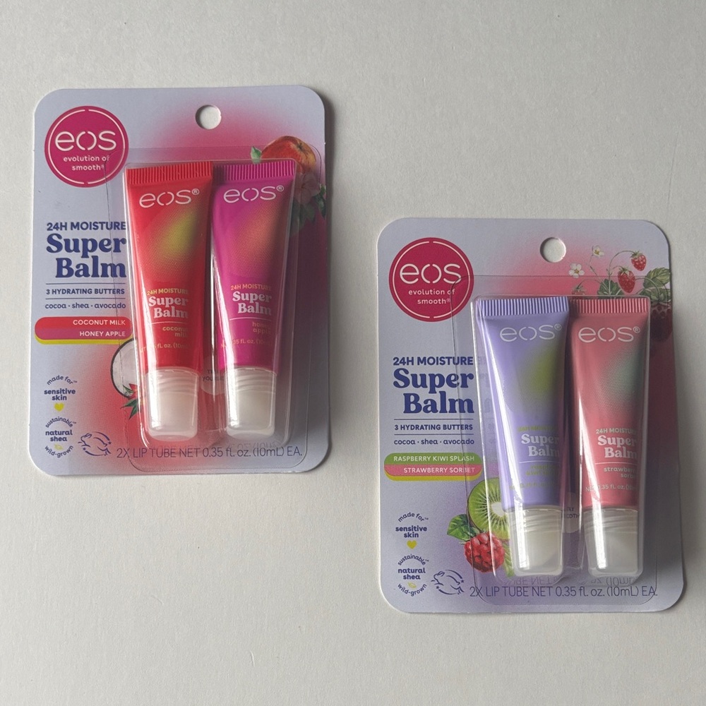 EOS Bundle |24H Moisture Super Balms Coconut Milk Honey Apple Raspberry Strawb 4